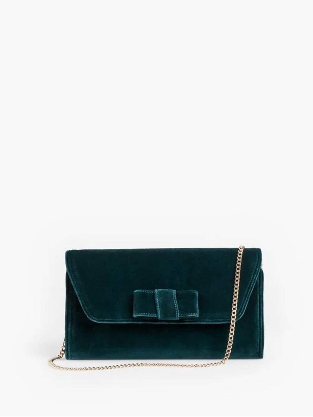 Teal Velvet Bow Chain Shoulder Bag for Women